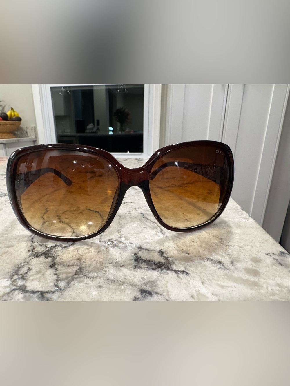 GUCCI Sunglasses Black Brown Gradient Gold Vintage No Style #